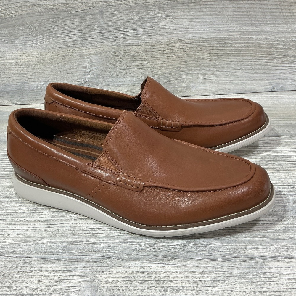 Rockport Men's Size 9 M Total Motion Craft Venetian Leather Loafer Cognac CJ1330